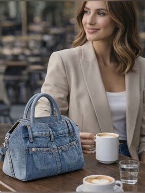 Givenchy Blue Mini Antigona Lock Denim Bag